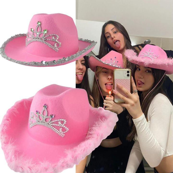 Pink%20West%20Cowgirl%20Hat%20for%20Women%20Girls%20Tiara%20Feather%20Felt%20Western%20Sequin%20Cowboy%20Cap%20Costume%20Party%20Dress%20Jazz%20Caps%20Cosplay%20Props%20-%20Image%203