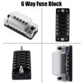 RV fuse block-1 x 6 Way Blade Fuse Box Block
12 x Yellow Heat Shrink Connectors
2 x Label Stickers
4 x 5A Blade Fuse
2 x 10A Blade Fuse
2 x 15A Blade Fuse
4 x 20A Blade Fuse-As shown.
