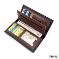 Avro Men's Soft PU Leather Long Wallet Business Multi-Card Slot With ID Holder Solid Color Travel Money Bag For Men. 