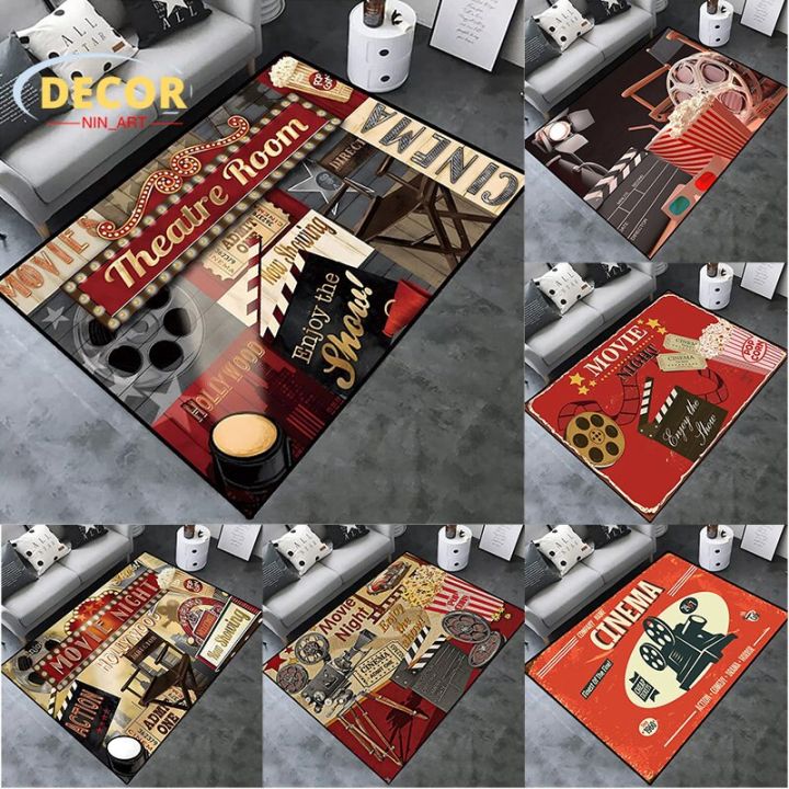 Movie Night Clapboard Rug Theater Film Art Mat Cinema Carpet For Bedroom Bathroom Living Playing Room Home Decoration Anti-skid