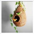 NEW BIG Hanging Babui Pakhir Basha with Birds & Plastic Plant – Natural Look Bird Nest Décor 15" Home & Garden Decoration. 