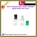 Roll on Squire Shape attar Empty refillable Glass premium Bottle 4ml Random color cap 1 pcs. 