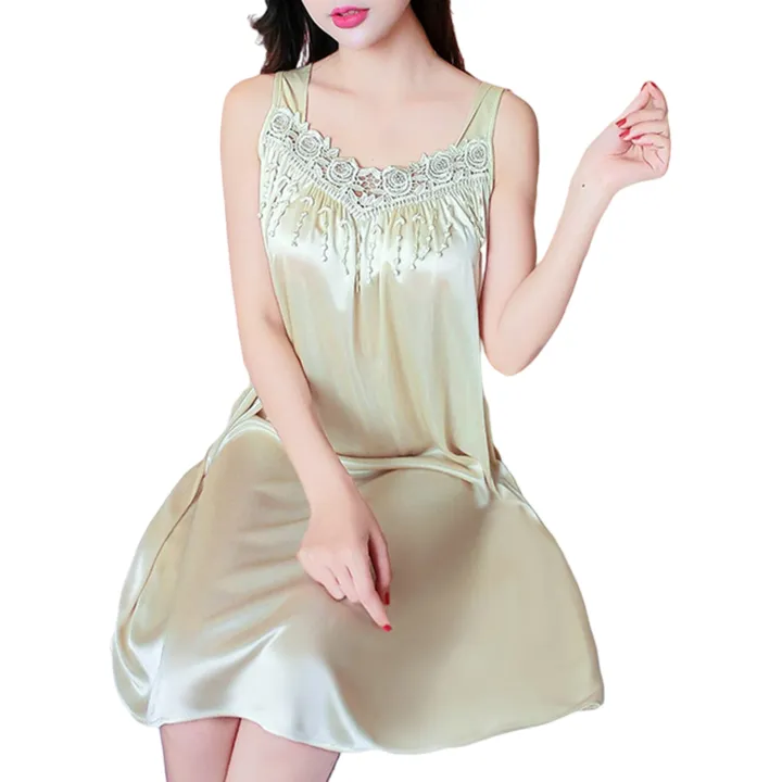 Women%20Sleeping%20Gown%20Pure%20Colors%20Great%20Stitching%20Women%20Nightie%20-%20Image%202