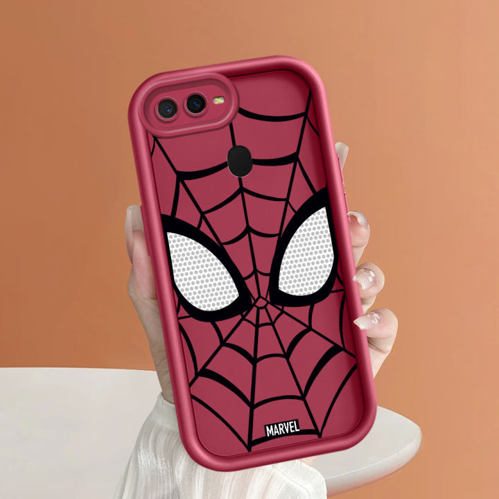 OPPO A5S A7 A12 A12S Cases Spider-Man Pattern Square Ladder Silicone Casing Full Cover