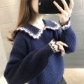Doll Collar Sweater Women's Loose Outer Wear New Autumn and Winter Cute Sweet Fashion Sweater Age-Reducing Top.