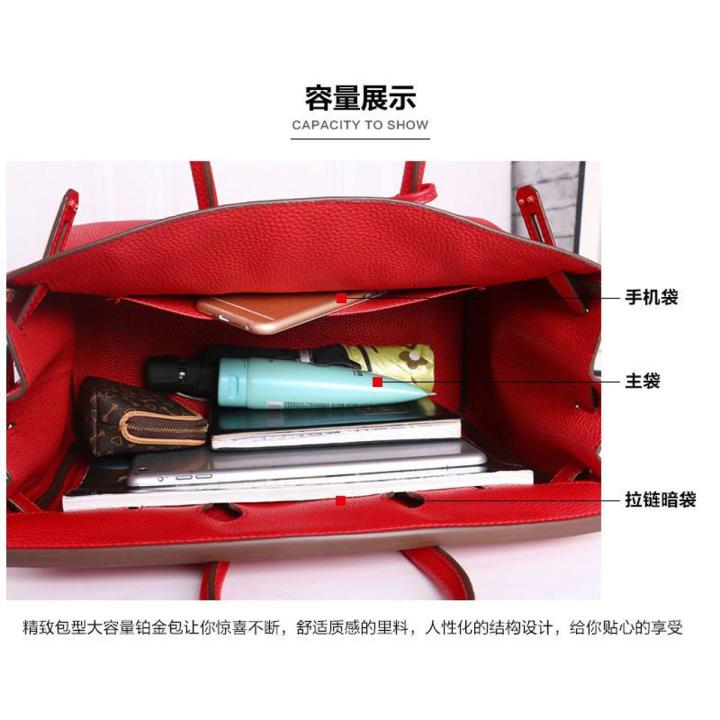 Big Bag2023New Women's Bag Large Capacity Handbag Shoulder Crossbody Bridal Wedding Bag Litchi Pattern Birkin Bag