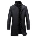 New Luxury Trench Leather Coat Mens Single breasted Business Casual Leather Jacket Male Black Long PU Coat Big Size 4XL.