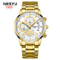 2309 new NiBOSI solid steel band men's watch waterproof coated glass luminous three eyes 6 pin quartz watch. 