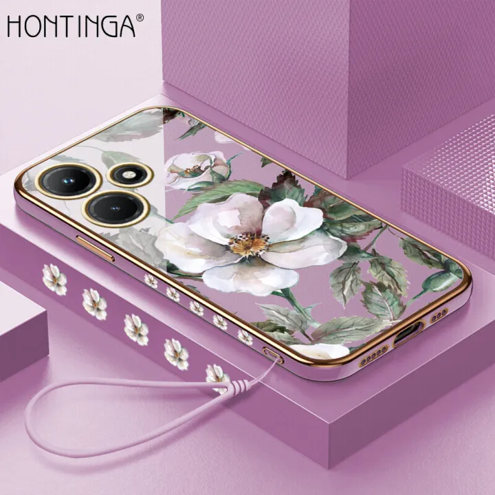 Hontinga%20for%20Infinix%20Hot%2030i%20Back%20Cover%20Free%20Strap%20Luxury%206D%20Plating%20Shiny%20Flower%20Side%20Pattern%20Case%20Soft%20Silicone%20Square%20Mobile%20Cover%20-%20Image%202