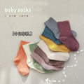 Spring and autumn new children's socks men's treasure female treasure cotton socks double needle medium tube socks baby newborn socks wholesale in large quantities.