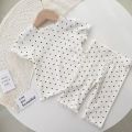 New Style Home Clothes Baby Girls Summer Pajamas Suits Two-piece Full Print Tshirt 1 2 3 4Year Short Sleeve Tops+Short Pants. 