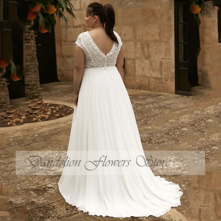 Simple%20Plus%20Size%20Wedding%20Dresses%20Short%20Sleeves%20Backless%20Bride%20Gowns%20Chiffon%20A-Line%20Sweep%20Train%20Lace%20Applique%20%D9%81%D8%B3%D8%AA%D8%A7%D9%86%20%D8%AD%D9%81%D9%84%D8%A7%D8%AA%20%D8%A7%D9%84%D8%B2%D9%81%D8%A7%D9%81%20-%20Image%202