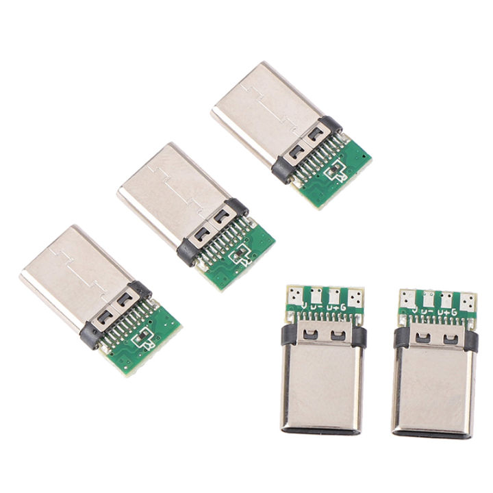 5Pcs USB 3.1 Type C Male DIY Solder Plug Connector Socket Attached PC Board Hudduo