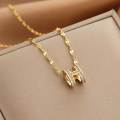 Gold Plated H Pendant Necklace.