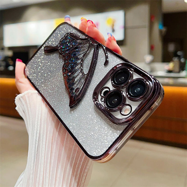 For Apple iPhone Luxury Glitter Cute Butterfly Plating Design
