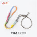 Stainless steel automatic elastic telescopic explosion-proof pet traction rope training large dog chain collar. 