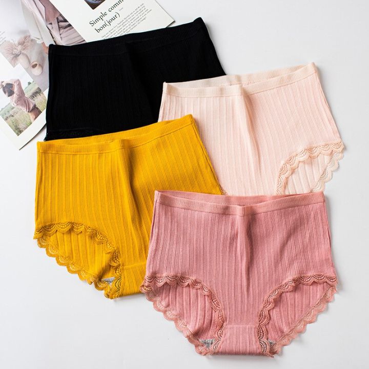 3PCS%20Cotton%20Panties%20Comfotable%20Seamless%20High%20Waist%20Women's%20Panties%20Solid%20Lace%20Briefs%20Underwear%20Plus%20Size%20Underpant%20-%20Image%204