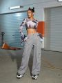 Women Fashion Flap Pocket Side Cargo Pants BF Baggy Wide Leg Hip Hop Sweatpants High Waist Casual Parachute Pants Mujer. 