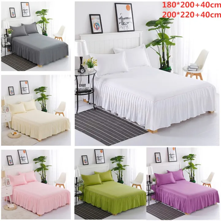 Yfashion%20Princess%20Style%20Pleated%20Cotton%20Bedspread%20ple%20Solid%20Color%20Soft%20hicken%20Bedding%20Sheet%20Dimensions:200*220+40cm%20-%20Image%203