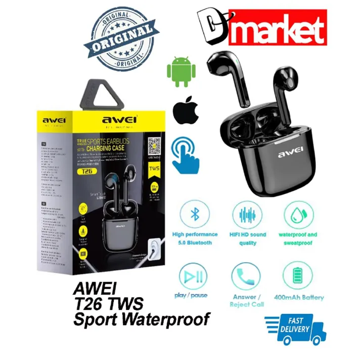 Tws Wireless Awei T26 Earbuds Review Awei T26 AWEI T26 TWS True - Main Image