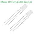10Pcs- 3Pin Bi Color Supper Bright 3 Pin 5mm Dual Bi-Color LED Diode Lights Emitting Diodes LEDs Blinking Bulb For Electronics Science Project. 