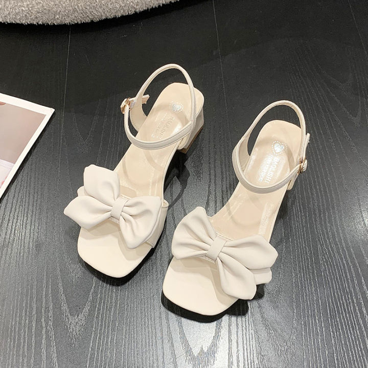Women's%20French-Style%20High%20Heel%20Sandals23New%20Fairy%20Style%20Bow%20Chunky%20Heel%20Open%20Toe%20Sandals%20Fashion%20All-Match%20-%20Image%205