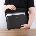 PU Leather A4 File Folder Document Holder Waterproof (Black). 