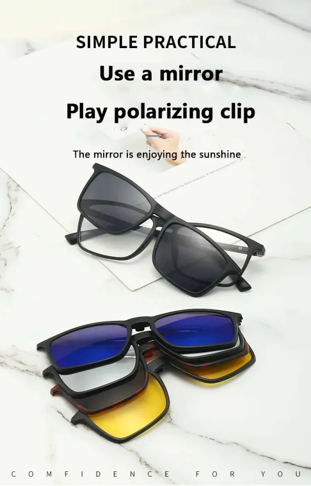Magnetic Clip On Sunglasses In Unisex 2-in-1 Round Style Optical