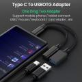 USB C To USB OTG Adapter 2 In 1 USB-C Splitter With Charging Type C OTG And USB A Female Port Converters Cale For Phone.
