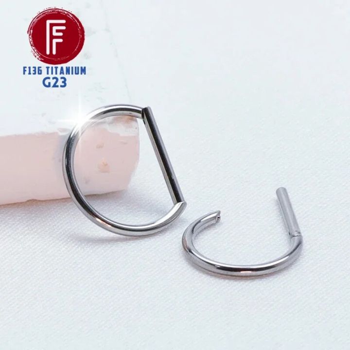 Piercing Septum Nose Ring D Shape Segment Ring Clicke Jewelry CZ Nose Earrings F136 Titanium Lip for Women Half Ring Cartilage