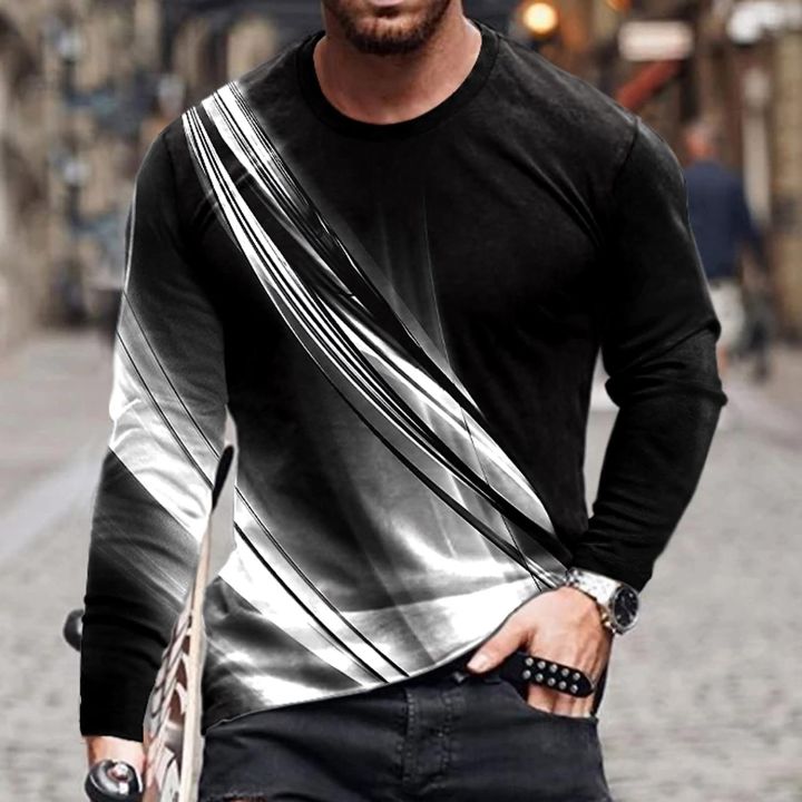 Sport%20Men's%20Long-Sleeve%20T-Shirt%20Casual%20Round%20Neck%20Pullover%20Line%203D%20Printed%20T-Shirt%20Blouse%20Workout%20Athletic%20Shirt%20Top%20Tee%20-%20Image%205