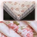 Pastoral Cover Bedside Cabinet Tablecloth Pink Flower Rectangular Table Cover Lace Table Cloths Decoration.