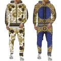 Luxury Golden Pattern Men's 3D Print Zipper Hoodie/Tracksuit Set Baroque Court Crown Vintage Street Wear Men/Women Clothing Suit.