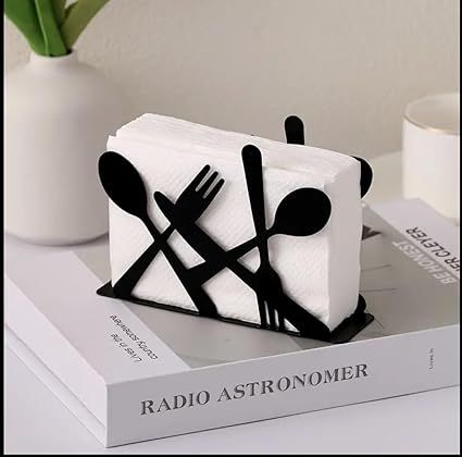 Metal Napkin Holder with Tissue Paper for Table/black /one pc
