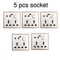 5 Pieces Multi Function Universal Wall Socket - 8 Pin Socket.