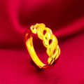 New twist gold sand gold living ring women's fashion ancient ring trendy style women's ring retro style.