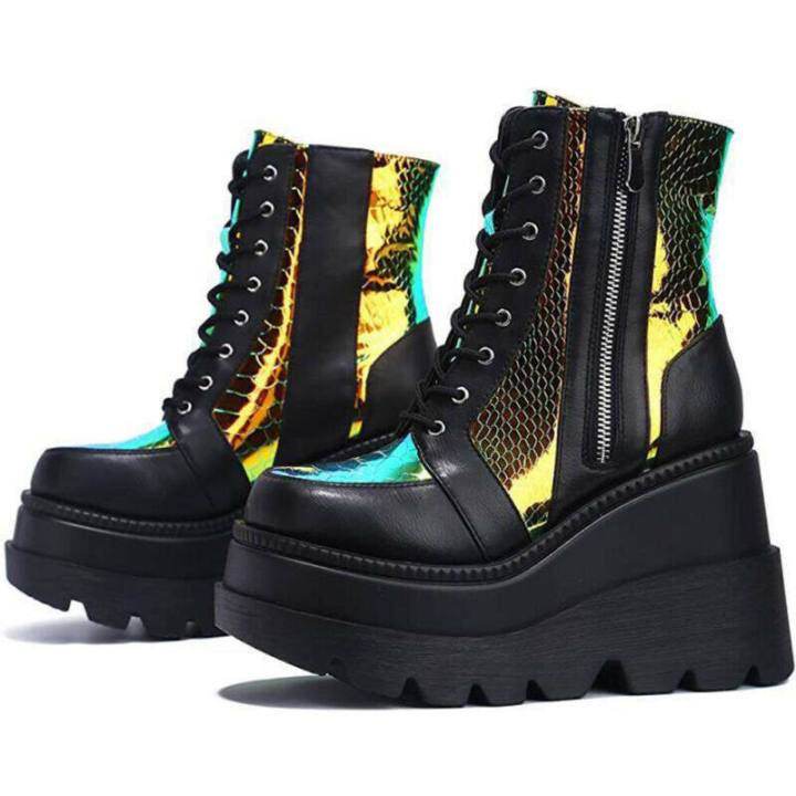 Women%20Comfort%20Platform%20Wedge%20Ankle%20Boots%20Lace%20Up%20Zip%20Goth%20Punk%20Shoes%20Size%2036%20-43%20-%20Image%203