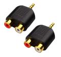 2 Pieces Gold Plated 3.5mm Stereo to 2-RCA Male to Female Adapter,Audio Splitter Adapter, Dual RCA Jack Adapter. 