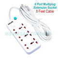 Multi Plug Maxline ML-2013 Multiplug 6 Port Extension Socket 8 Feet Cable. 