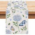Summer Hydrangea Butterfly Table Runners Seasonal Spring Decor Holiday Farmhouse Indoor Retro Themed Party Dinner Party Decor.