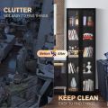 3-Color LED Lighting Cabinets, Modern Tempaer Glass Cabinet with 5 Shelves, Multipurpose Cabinet Display Case for Home Office, Living Room, Pantry 72/24. 