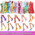 Random 1 Set Doll Accessories for Barbie Doll Shoes Boots Mini Dress Handbags Crown Hangers Glasses Doll Clothes Kids Toys 12''.