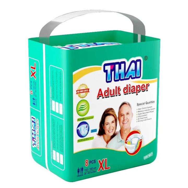 Thai Adult Diaper Size-XL 8PCS (112-162CM) (44-64 Inches)