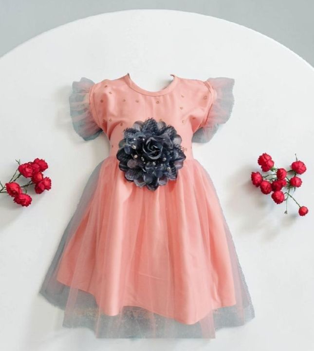 New Stylish Kids party dress For Baby Girl 0-12 years with free hair band
