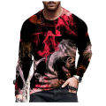 3D Digital Printed T-shirt Men Personality Visual Graffiti Pullover Long Sleeve T Shirts Super Cool Tops Tees Washed Graphic Tee.