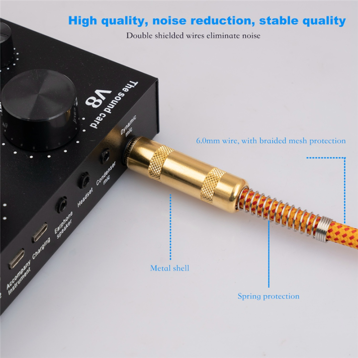 Guitar%20Instrument%20Cable%20Guitar%20Accessories%2010FT%20Electric%20Instrument%20Bass%20AMP%20Cord%201/4%20Inch%20Straight%20to%20Right%20Angle%20Gold%20Plated%206.35mm%20Cable%20-%20Image%204