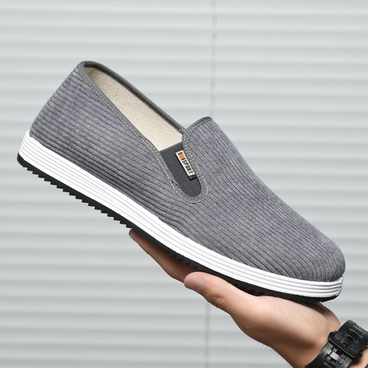 Mugwort cloth shoes corduroy suede old Beijing cloth shoes men's slip-on single shoes breathable wholesale breathable black cloth shoes men's shoes