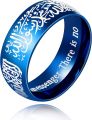 Uloveido Muslim Mohammad Arabic Letter Shahada Rings Gold Colour Stainless Steel 8 mm Wide Band Religious Allah Rings for Men and Women Y543. 