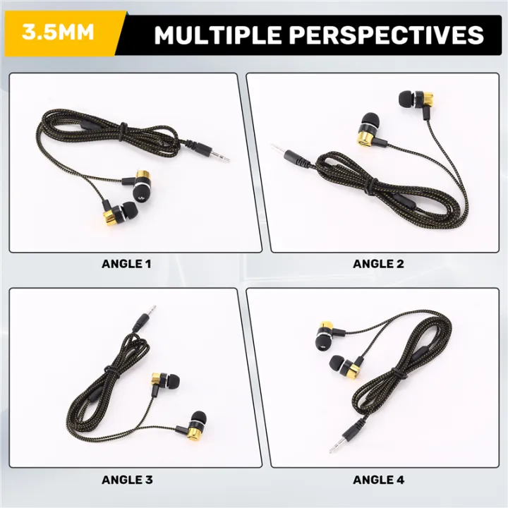 1.1M%20Reflective%20Fiber%20Cloth%20Line%20Noise%20Isolating%20Stereo%20In-ear%20Earphone%20Earbuds%20Headphones%20with%203.5%20MM%20Jack%20Standard%20Golden%20-%20Image%204