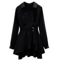 M-4XL Women's Shirt Lapel V Neck Long Sleeves Irregular Hem Plus Size Waist Tight Adjustable Belt Pullover Shirt Female Clothing. 
